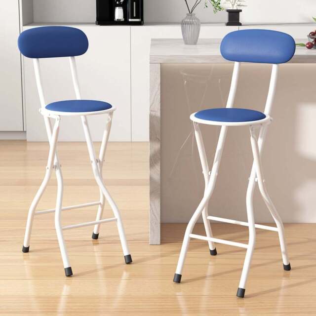 Blue Padded Folding Bar Stool Set of 2 - MCC - Wilko - image 1