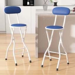 Blue Padded Folding Bar Stool Set of 2 - MCC - Wilko