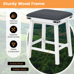 Costway White PU Leather Bar Stool Set of 2 - Size: 81 x 51 x 19cm - Wilko - thumbnail 6