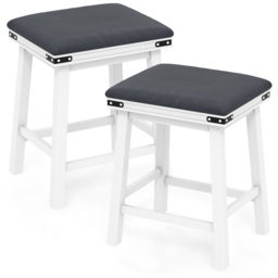 Costway White PU Leather Bar Stool Set of 2 - Size: 81 x 51 x 19cm - Wilko - thumbnail 3