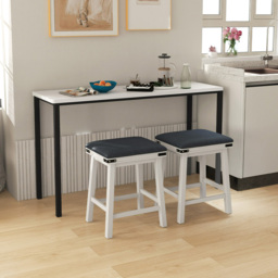 Costway White PU Leather Bar Stool Set of 2 - Size: 81 x 51 x 19cm - Wilko - thumbnail 5