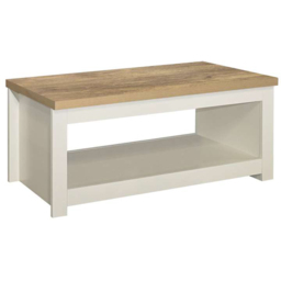 Highgate Cream and Oak Coffee Table - Size: 47 x 105 x 41cm - White - Birlea - Wilko - thumbnail 3