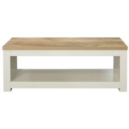 Highgate Cream and Oak Coffee Table - Size: 47 x 105 x 41cm - White - Birlea - Wilko - thumbnail 4