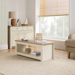 Highgate Cream and Oak Coffee Table - Size: 47 x 105 x 41cm - White - Birlea - Wilko - thumbnail 7