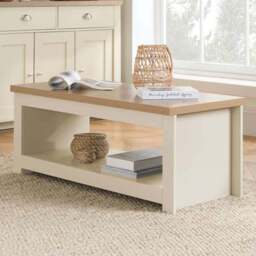 Highgate Cream and Oak Coffee Table - Size: 47 x 105 x 41cm - White - Birlea - Wilko