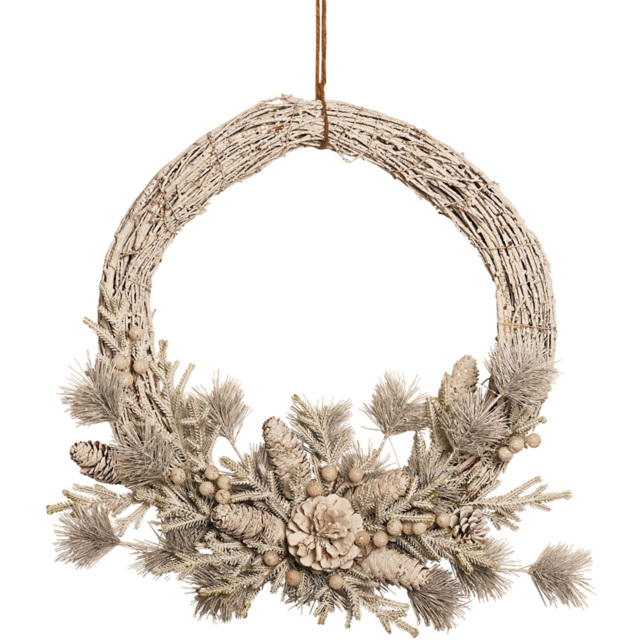 The Seasonal Gift Co. White Frosted Wreath 45cm - Size: 45 x 45 x 10cm - Wilko - image 1
