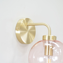 ValueLights Frenchie Pink Tinted Globe Gold Stem LED Wall Light - Size: 24 x 20 x 15cm - Wilko - thumbnail 4