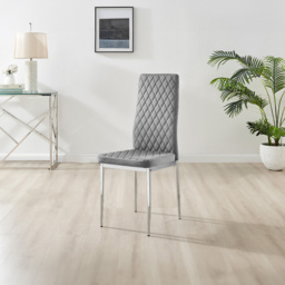 Furniturebox Arona Valera 4 Seater Round Dining Set Grey and Chrome - Wilko - thumbnail 5