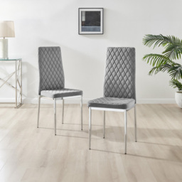 Furniturebox Arona Valera 4 Seater Round Dining Set Grey and Chrome - Wilko - thumbnail 4