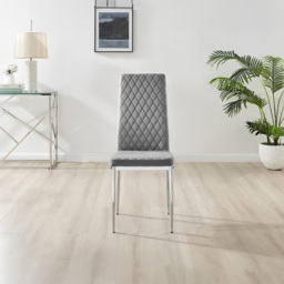 Furniturebox Arona Valera 4 Seater Round Dining Set Grey and Chrome - Wilko - thumbnail 6