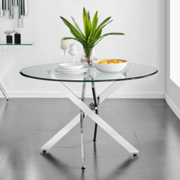 Furniturebox Arona Valera 4 Seater Round Dining Set Grey and Chrome - Wilko - thumbnail 3