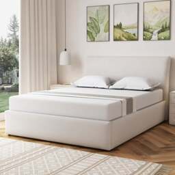 Artemis Home Bethany King Size Beige Linen Upholstered Ottoman Bed - Wilko - thumbnail 1