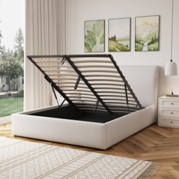 Artemis Home Bethany King Size Beige Linen Upholstered Ottoman Bed - Wilko - thumbnail 4