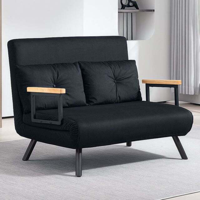 HOMCOM 2 Seater Black Click Clack Sofa Bed - Wilko - image 1