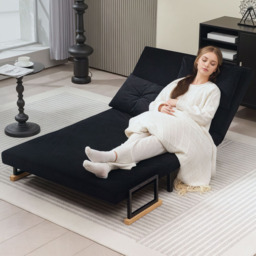 HOMCOM 2 Seater Black Click Clack Sofa Bed - Wilko - thumbnail 5