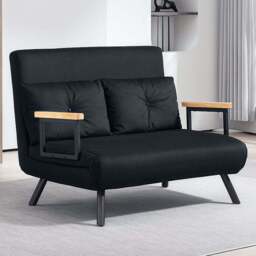 HOMCOM 2 Seater Black Click Clack Sofa Bed - Wilko - thumbnail 1