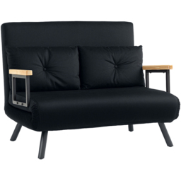 HOMCOM 2 Seater Black Click Clack Sofa Bed - Wilko - thumbnail 3
