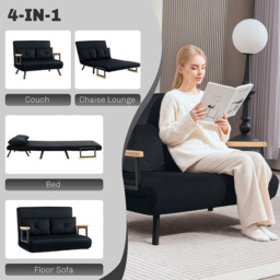 HOMCOM 2 Seater Black Click Clack Sofa Bed - Wilko - thumbnail 7