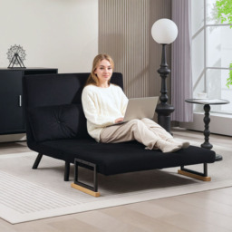 HOMCOM 2 Seater Black Click Clack Sofa Bed - Wilko - thumbnail 4