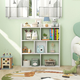 Costway 7 Cube White Open Back Bookshelf - Size: 98 x 49 x 12cm - Wilko - thumbnail 6