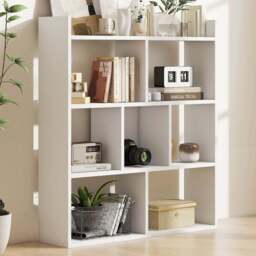 Costway 7 Cube White Open Back Bookshelf - Size: 98 x 49 x 12cm - Wilko - thumbnail 1