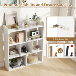 Costway 7 Cube White Open Back Bookshelf - Size: 98 x 49 x 12cm - Wilko - thumbnail 7