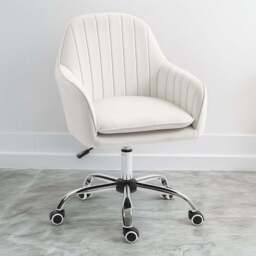 HOMCOM Cream White Adjustable Height Swivel Office Chair - Size: 97 x 57 x 58cm - Wilko - thumbnail 1