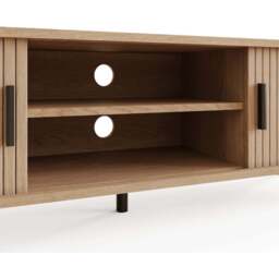 GFW Omari 2 Tambour Sliding Door 2 Shelf Oak Slatted TV Unit - Size: 43 x 150 x 40cm - Wilko - thumbnail 7