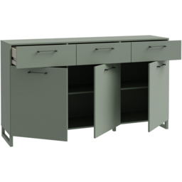Florence Sali 3 Door 3 Drawer Sage Green Sideboard - Size: 93.4 x 164.6 x 41.1cm - Furniture To Go - Wilko - thumbnail 5