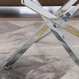 Furniturebox Tavalo Marble Effect Glass Coffee Table with Silver Legs - Size: 120 x 60 x 45cm - Grey - Wilko - thumbnail 3