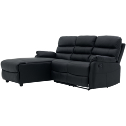 Home Detail Carter 3 Seater Black Faux Leather Left Hand Chaise Manual Recliner Sofa - Wilko - thumbnail 3