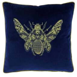 Paoletti Cerana Royal Blue Embroidered Velvet Cushion - Size: 50 x 50cm - Wilko - thumbnail 1