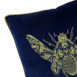 Paoletti Cerana Royal Blue Embroidered Velvet Cushion - Size: 50 x 50cm - Wilko - thumbnail 3