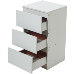 Living and Home 3 Drawer Warm White Bedside Table - Wilko - thumbnail 4
