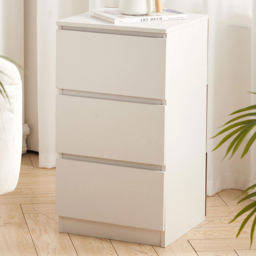 Living and Home 3 Drawer Warm White Bedside Table - Wilko