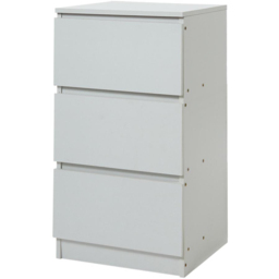 Living and Home 3 Drawer Warm White Bedside Table - Wilko - thumbnail 3