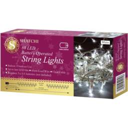 Shatchi 80 White LED Clear Cable Christmas String Light 8m - Wilko - thumbnail 3