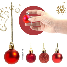 Shatchi 3cm Red Shatterproof Christmas Baubles 24 Pack - Wilko - thumbnail 3
