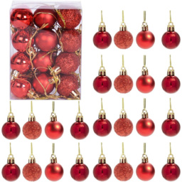 Shatchi 3cm Red Shatterproof Christmas Baubles 24 Pack - Wilko