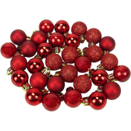 Shatchi 3cm Red Shatterproof Christmas Baubles 24 Pack - Wilko - thumbnail 4