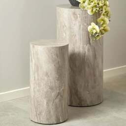 Florence Dice Grey Marble and River Rough Paper Effect Round Pedestal Set of 2 - Size: 70 x 34 x 34cm - Furniture To Go - Wilko - thumbnail 1