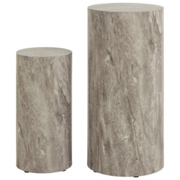 Florence Dice Grey Marble and River Rough Paper Effect Round Pedestal Set of 2 - Size: 70 x 34 x 34cm - Furniture To Go - Wilko - thumbnail 4