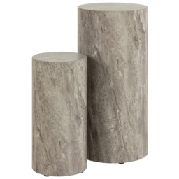 Florence Dice Grey Marble and River Rough Paper Effect Round Pedestal Set of 2 - Size: 70 x 34 x 34cm - Furniture To Go - Wilko - thumbnail 3