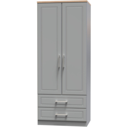 Crowndale Kent Ready Assembled 2 Door 2 Drawer Dusk Grey and Bardolino Oak Wardrobe - Size: 2 Door, 2 Drawer - Wilko - thumbnail 5