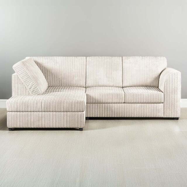 Luxor 4 Seater Cream Jumbo Cord Full Back Left Hand L Shape Corner Sofa - Wilko - image 1