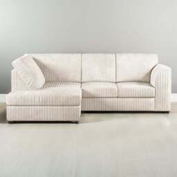 Luxor 4 Seater Cream Jumbo Cord Full Back Left Hand L Shape Corner Sofa - Wilko - thumbnail 1