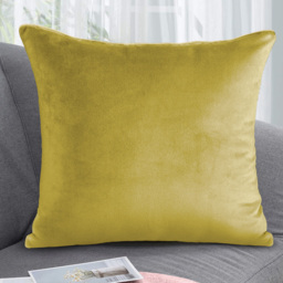 Velosso Luna Velvet Plain Ochre Filled Cushion 43 x 43cm 2 Pack - Yellow - Wilko - thumbnail 3