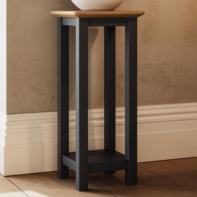 FWStyle Taberno Single Shelf Graphite Blue and Oak Side Table - Size: 55 x 27 x 24cm - Wilko - image 1