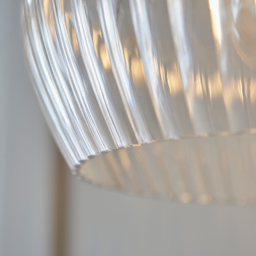 Merano Livorno Ribbed Glass Bright Nickel Plate Dome Pendant Ceiling Light - Size: 31 x 31 x 151cm - Grey - Wilko - thumbnail 5