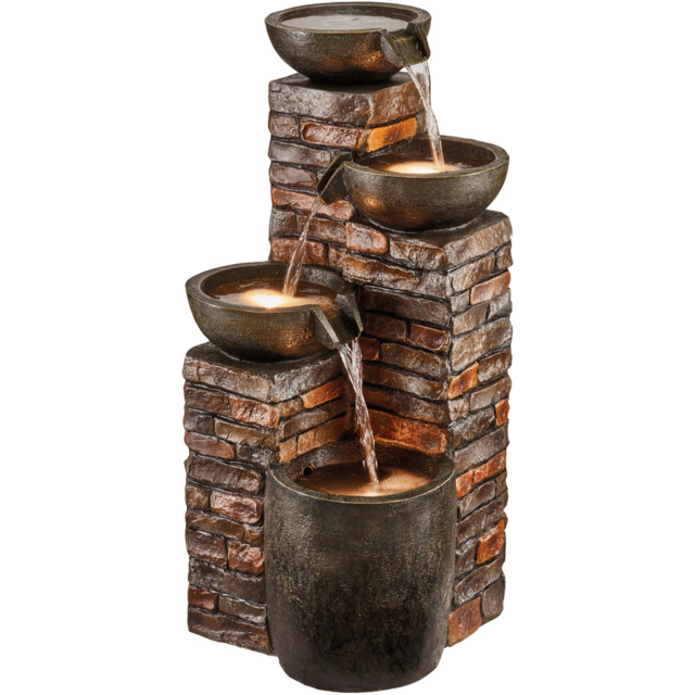 Garden Gear Serenity Pouring Bowls Water Feature - Size: 90 x 43 x 45cm - Grey - Wilko - image 1